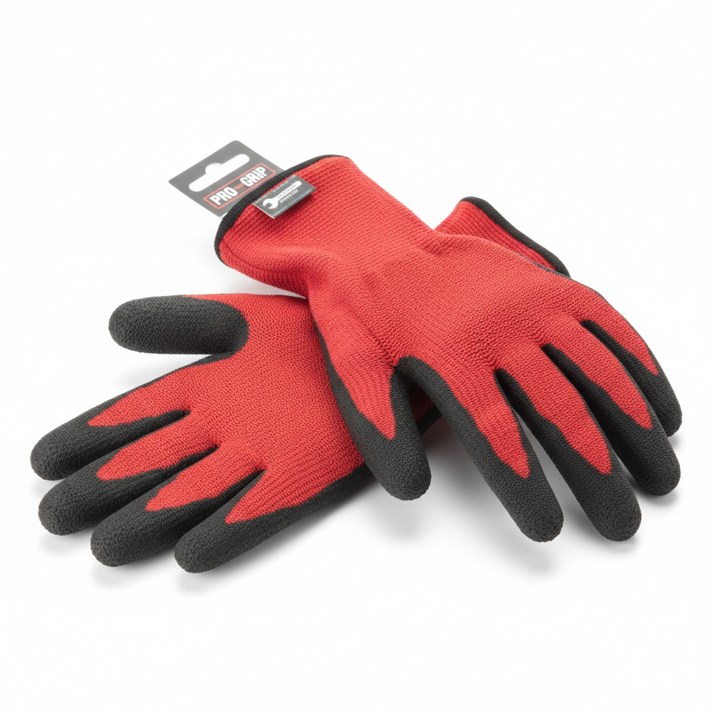 Guante látex corrugado rojo-negro