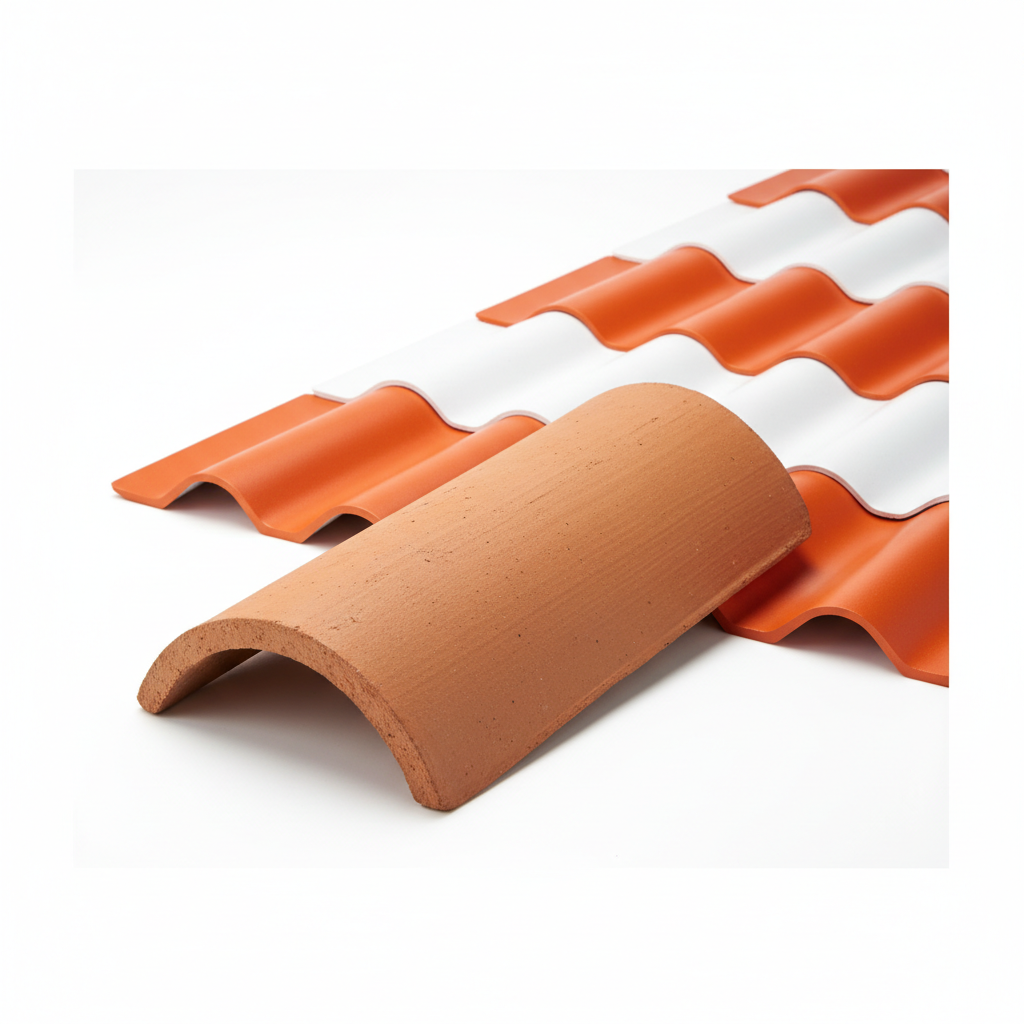Teja Española Naranja Fondo Blanco 5.01x1.04m